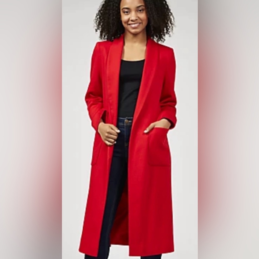 Zara TRF Open Red Wool Coat M